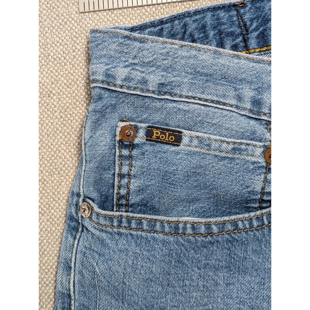 Polo Ralph Lauren Men's 42x30 Light Wash Blue Distressed Denim Jeans